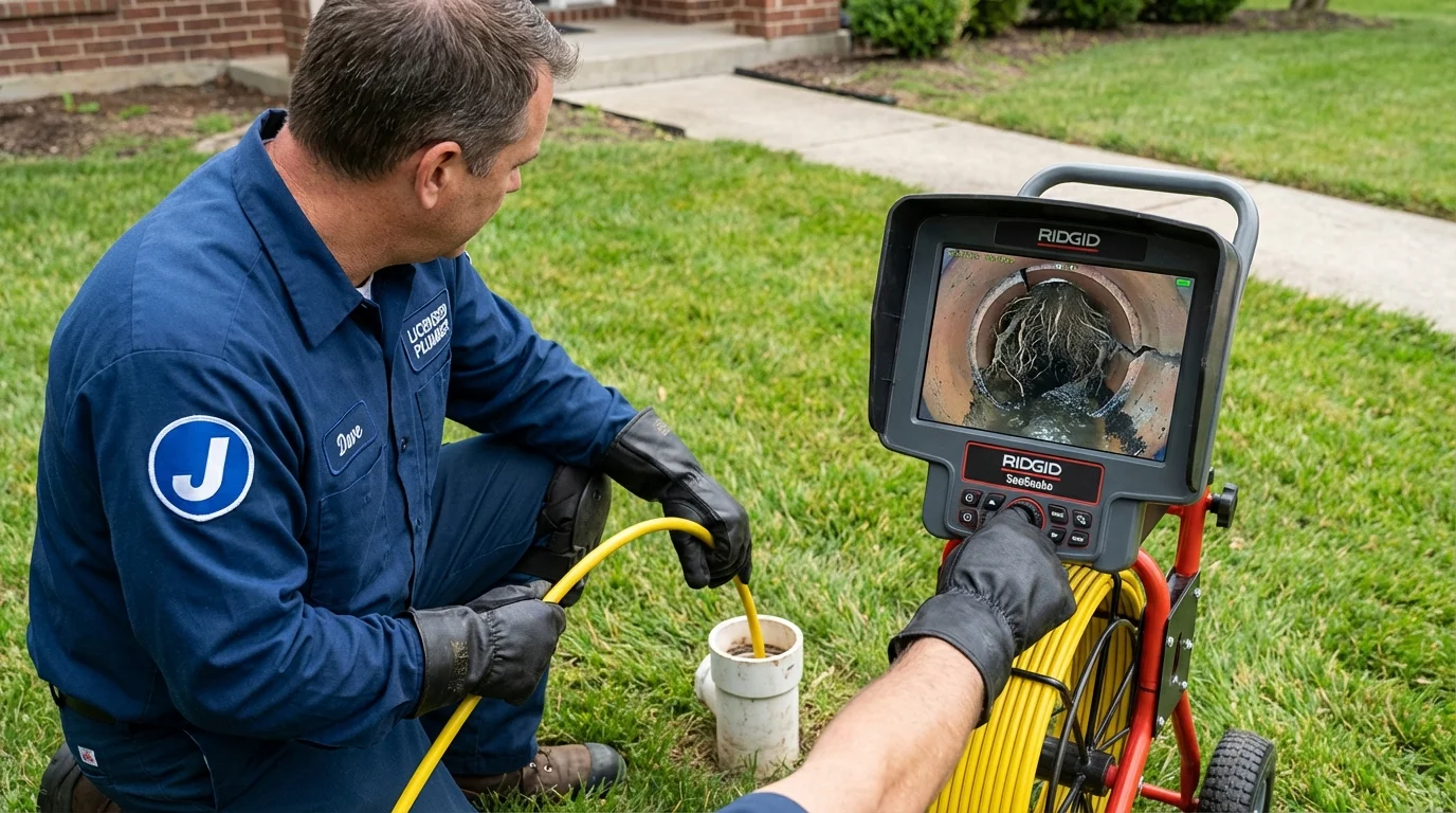Sewer camera inspection being performed by Johns Plumbing LLC in Clifton Forge