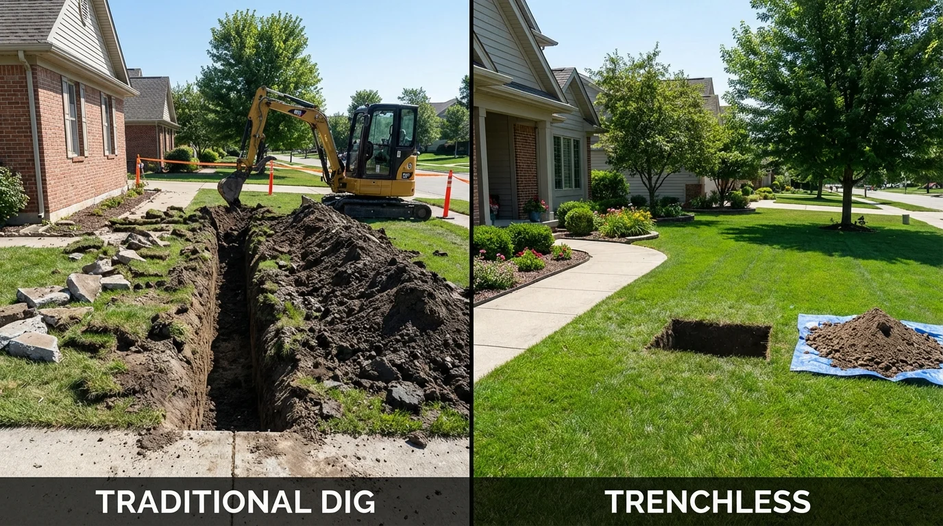 Trenchless sewer repair with minimal yard damage versus traditional excavation in Clifton Forge, VA